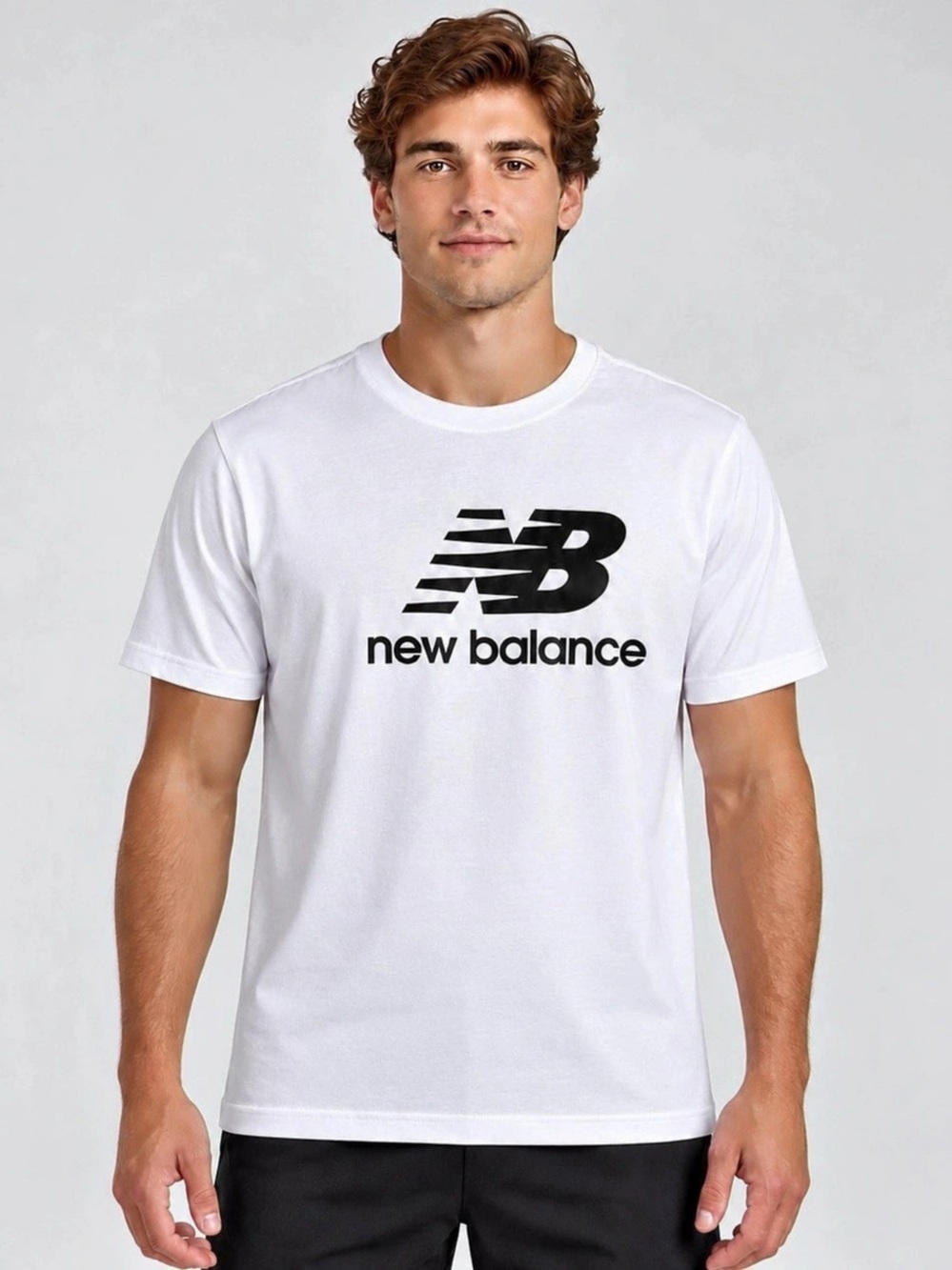 New Balance Stacked Logo White T-Shirt Medium NWT